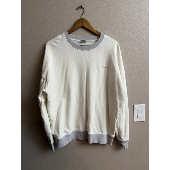 Outdoor Voices Tops - Outdoor Voices Womens Cream Grey Cotton French Terry Crewneck Sweatshirt Medium